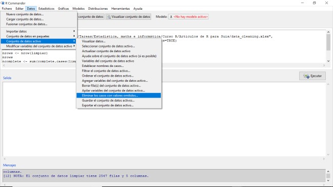 datamining I R limpieza